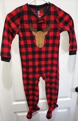 boys 4T RED BLACK WINTER SLEEPER 1 PC PAJAMA MOOSE CARTERS footed CUTE!