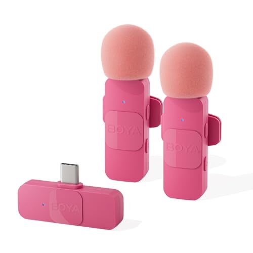 Wireless Lavalier Microphone for Android USB C Smartphone Tablet External Pink - Bild 1 von 6