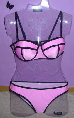 Schöner Damen-Bikini Push Up Gepolstert Neon Rosa Gr. 40 NEU