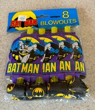 BATMAN PARTY FAVORS 8 BLOWOUTS (Unique Toys 1982) -- Sealed Vintage