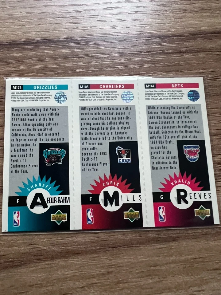 1996-97 Upper Deck Mini Gold Shareef Abdur-Rahim Chris Mills Khalid Reeves M175 - Image 2 of 2