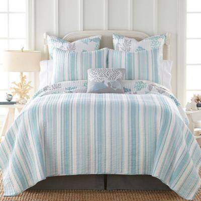 Levtex Home Cape Coral Key Full/Queen Quilt, Coastal, 100% Cotton Teal
