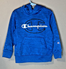 Champion Classic Logo Blue Pullover Hoodie Sweatshirt w/ Front Pockets Size 4/5