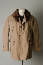 VTG 40S French Canadienne Mackinaw Canvas Jacket Fur Collar and Lining