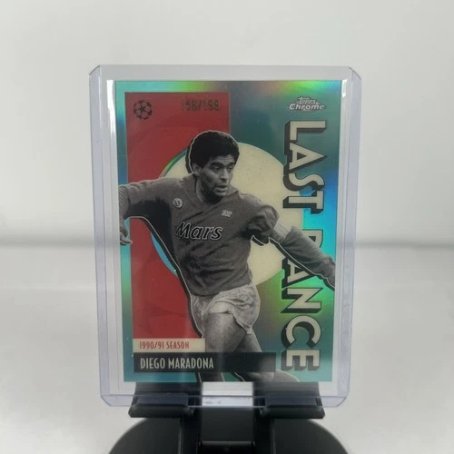 2025-26 Topps Chrome UEFA #LD-10 Diego Maradona Last Dance Aqua Refractor #/199