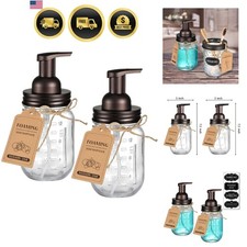 Foaming Soap Dispensers Set 2 Rustic Mason Jar Bathroom Decor Bronze