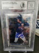 Pete Crow Armstrong Cubs SIGNED 2020 1st BOWMAN !!! Chrome BECKETT Auto 10