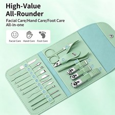 16 PCS Stainless Steel Manicure Pedicure Kit Portable Nail Clipper Tools Set