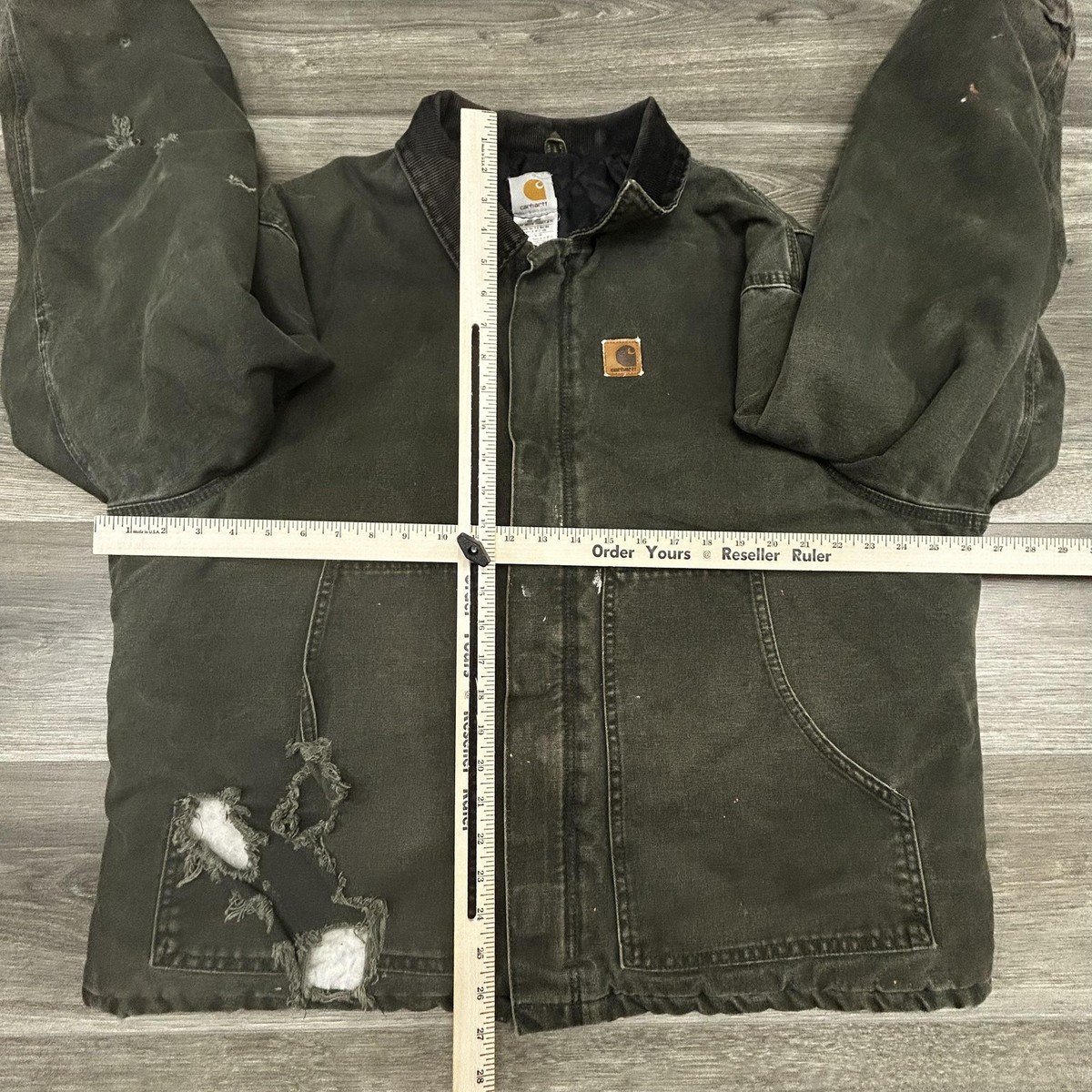 Vintage Carhartt Jacket Mens XL Green Canvas Thrashed Workwear J22