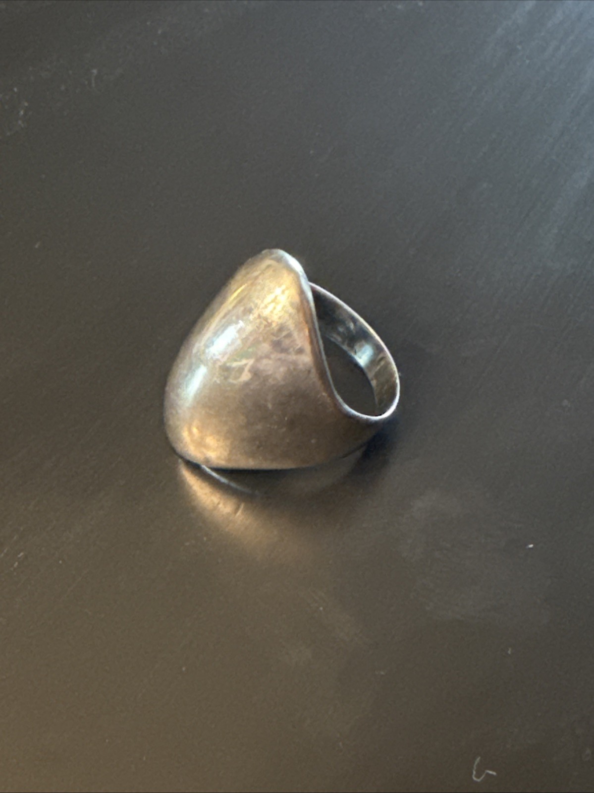 Vintage Silver Ring Long Oval Solid No Pattern In… - image 4