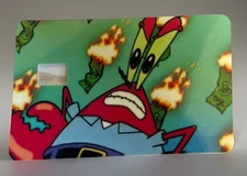 Spongebob Mr Krabs Credit Card Smart Sticker Skin Pre-cut Small Chip Debit