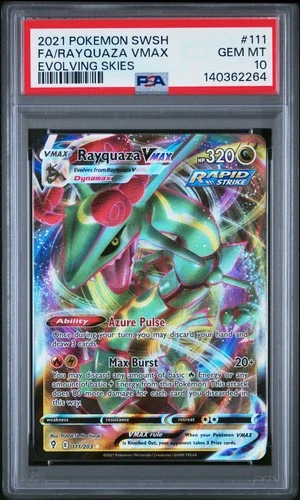PSA 10 Rayquaza VMAX EVOLVING SKIES 111/203 GEM MINT Graded Pokemon Card