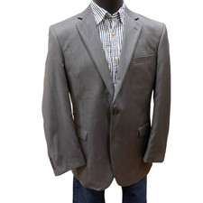 42L Jos A Bank Men's 2 Button Blazer Solid Gray 100 Wool Sport Coat Suit Jacket