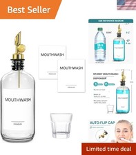 Mouthwash Dispenser Glass Bottle for Bathroom Refillable 17 Fl Oz