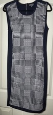 Vince Camuto Indigo Blue & White Checkered Plaid sleeveless dress