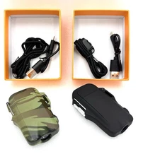 Dual Arc Cigarette Lighter w/Flashlight Re-Chargeable (2) Black & Camo New w/Box