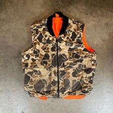 Vintage 90s 10x Reversible camo vest with orange lining and pockets men's large