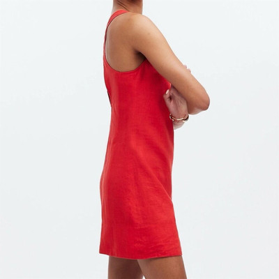 cross-back a-line mini dress in linen Linen Apron Mini Dress | Sustainable European Flax Linen main image 1