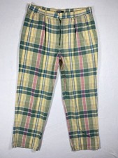 VTG 80s Polo Ralph Lauren Tartan Plaid Pants 36x32 USA Pleated Trousers Preppy