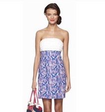 Lilly Pulitzer Franco Starry Blue Cherry Bomb Firecracker Dress Size 8