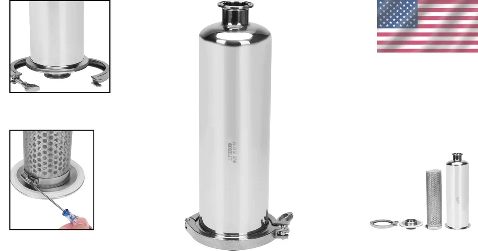 Sanitary 1.5'' Tri-Clamp Filter with 30 Mesh Screen for Optimal Liquid Quality - Image 2 of 4