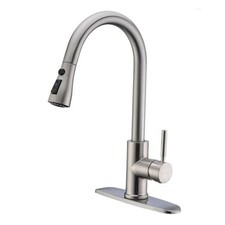 Single Handle High Arc Pull Out Kitchen Faucet,Single Classic Brushed Nickel