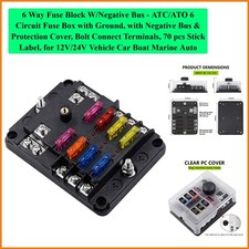 6 Way Fuse Block Wnegative Bus - Atcato 6 Circuit Fuse Box With Ground Wit... 6 Way Fuse Block Wnegative Bus - Atcato 6 Circuit Fuse Box With Ground Wit...