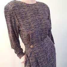 Vintage 80s Funky Rayon Skirt Set Blouse Straight Skirt