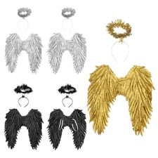 Men Unisex Women Angel Costume Angel Wings Headband Feather Wings Angel Wings