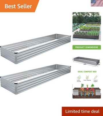 Stylish Galvanized Metal Garden Beds - 12ft Long for Fruits, Herbs & Flowers
