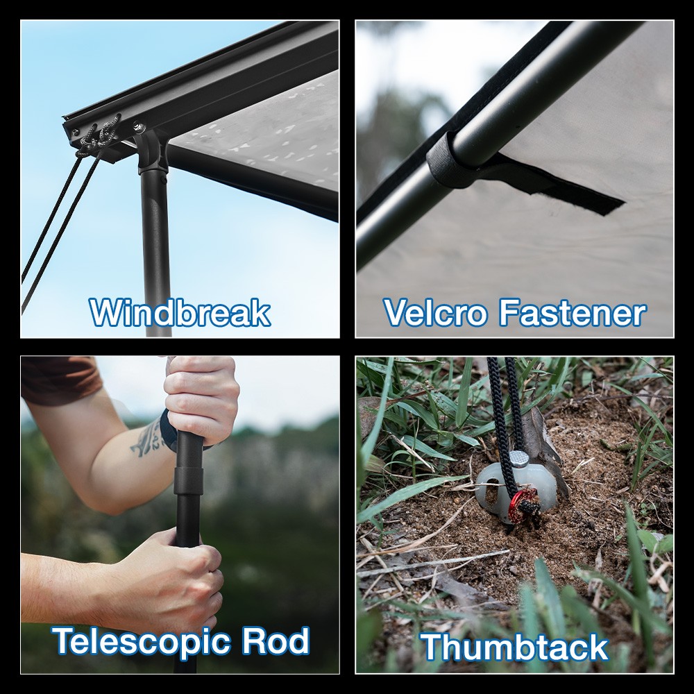 NOVSIGHT Car Side Awning 5.2'x8.2' Rooftop Sun Shade Vehicle Awning Yard Shelter