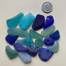 Genuine Surf Tumbled sea glass from japan blue