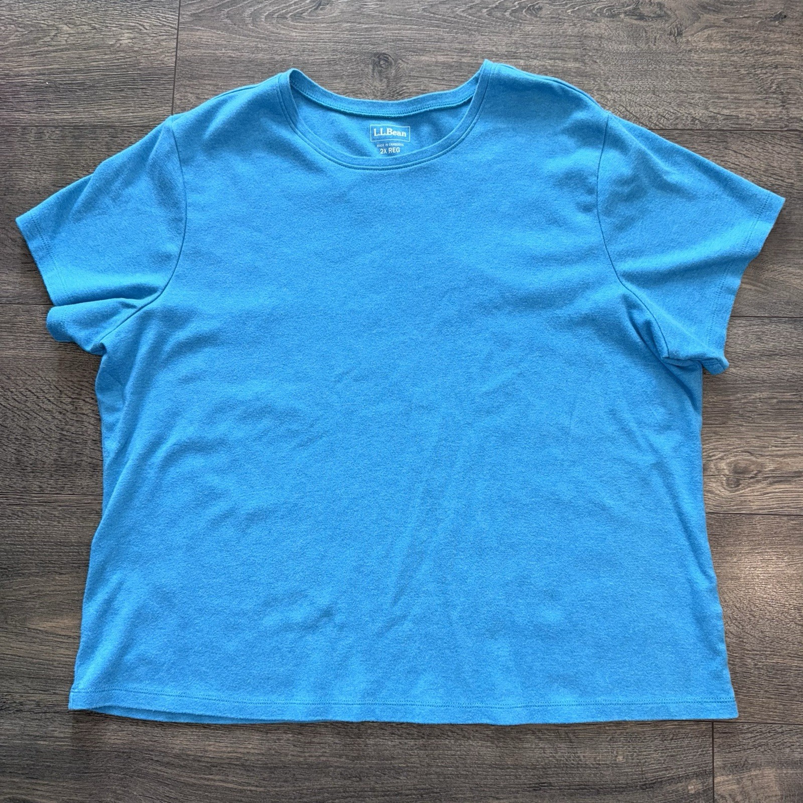 LL BEAN Women’s 2X Short Sleeve Basic Tee Sky Blue Workout Casual Outdoor