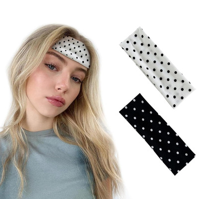 Polka Dot Headband, 2 Stück Haarband Damen, Stirnband Damen, Elastisches Polka D