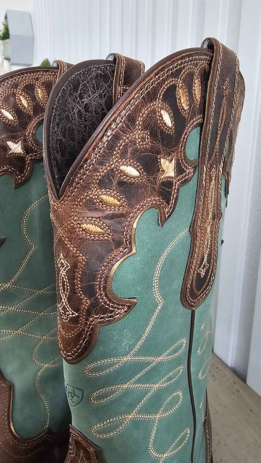 Ariat Women's Zealous Brown Teal Leather  Western Cowgirl Boots NEW 8B image 10
