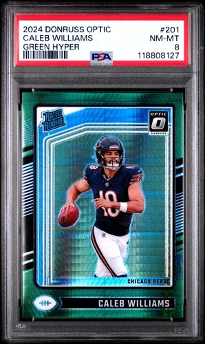 2024 PANINI DONRUSS OPTIC GREEN HYPER #201 CALEB WILLIAMS ROOKIE RC PSA 8