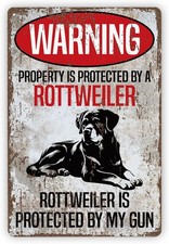 Vintage Tin Metal Signs Home D cor, Beware of Dog, Property Protected by Rottwei