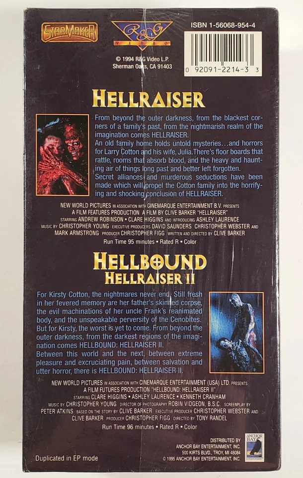 Hellraiser & Hellbound II 2 -- Clive Barker Collection (2 VHS Set) New Sealed - Image 2 of 4