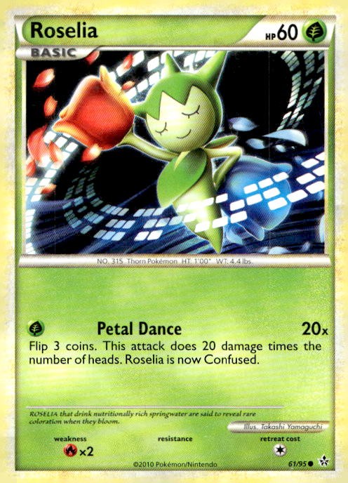 Roselia 61/95 Common HGSS Unleashed Pokemon Lightly Played