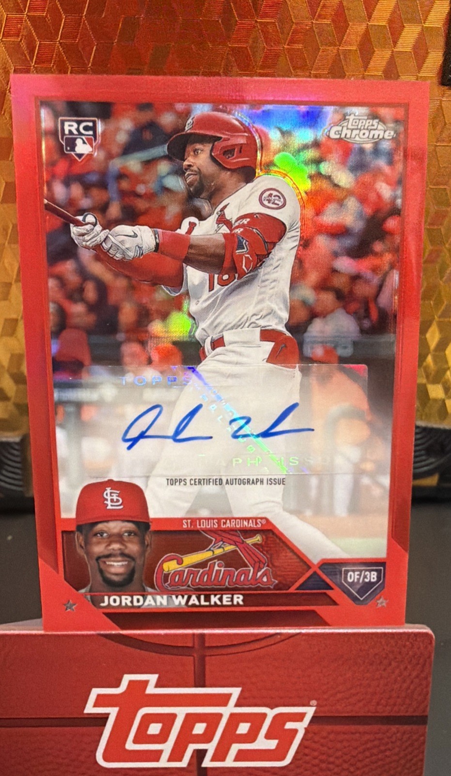Jordan Walker 2023 Topps Chrome Update True Red Refractor Rookie Auto RC #/5