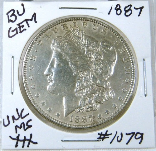 1887 MORGAN SILVER DOLLAR FROM ORIGINAL BANK BAG GEM BU US MINT #1079