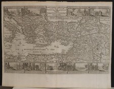 ISRAEL MIDDLE EAST TURKEY GREECE ITALY NORTH AFRICA 1650 VISSCHER ANTIQUE MAP