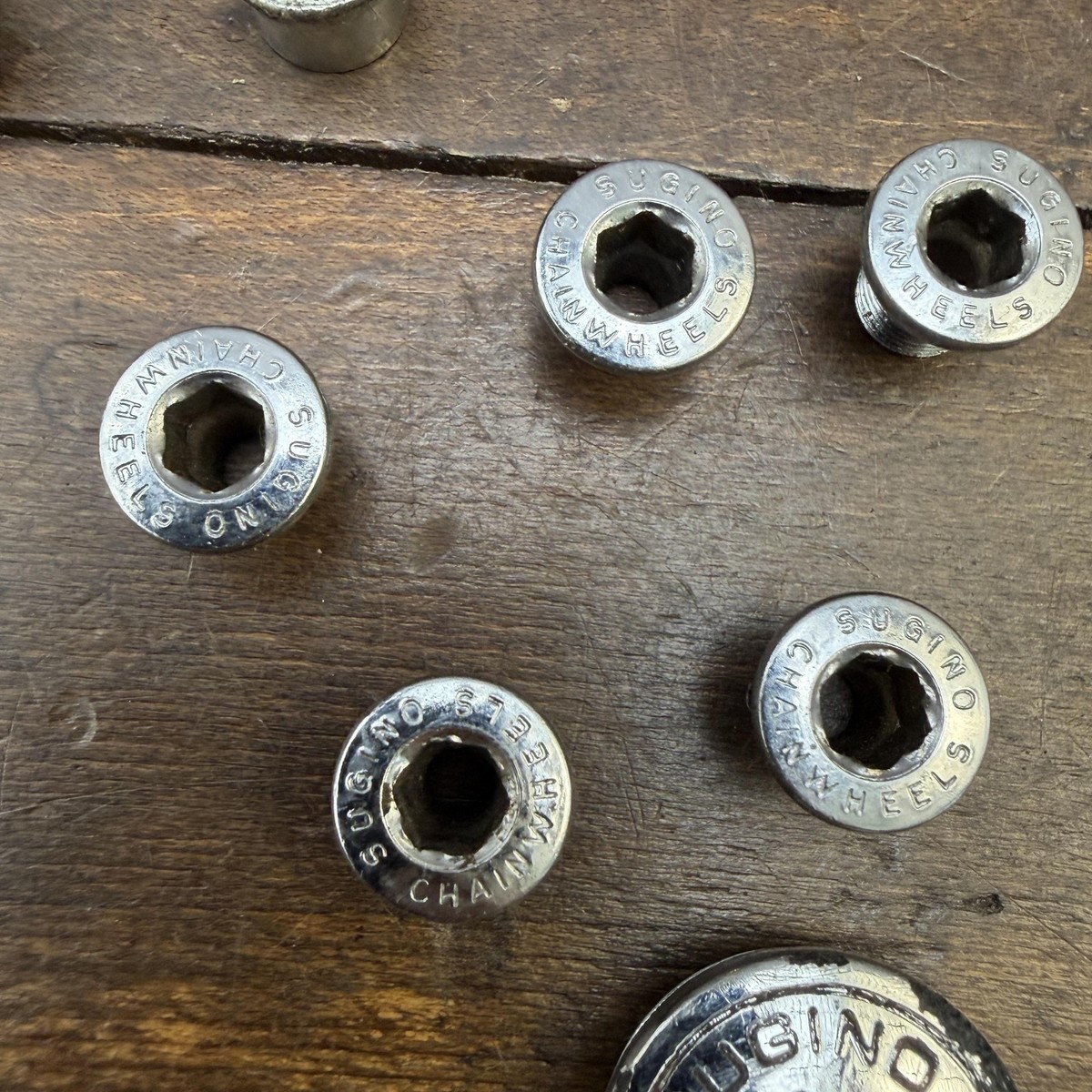 Vintage Sugino Chainring Bolts Nuts Dust Caps Lot 80s Drivetrain