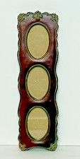 Vintage Triple Ornate Oval Picture Frame Victorian Style Brown Gold Wall Hanging