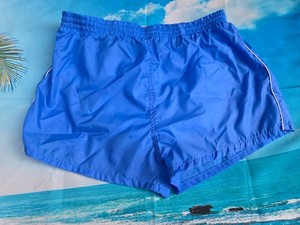 VINTAGE MEN'S ISLANDER 1980'S SWIM TRUNKS SHORTS MEDIUM (32-34) BLUE LINED