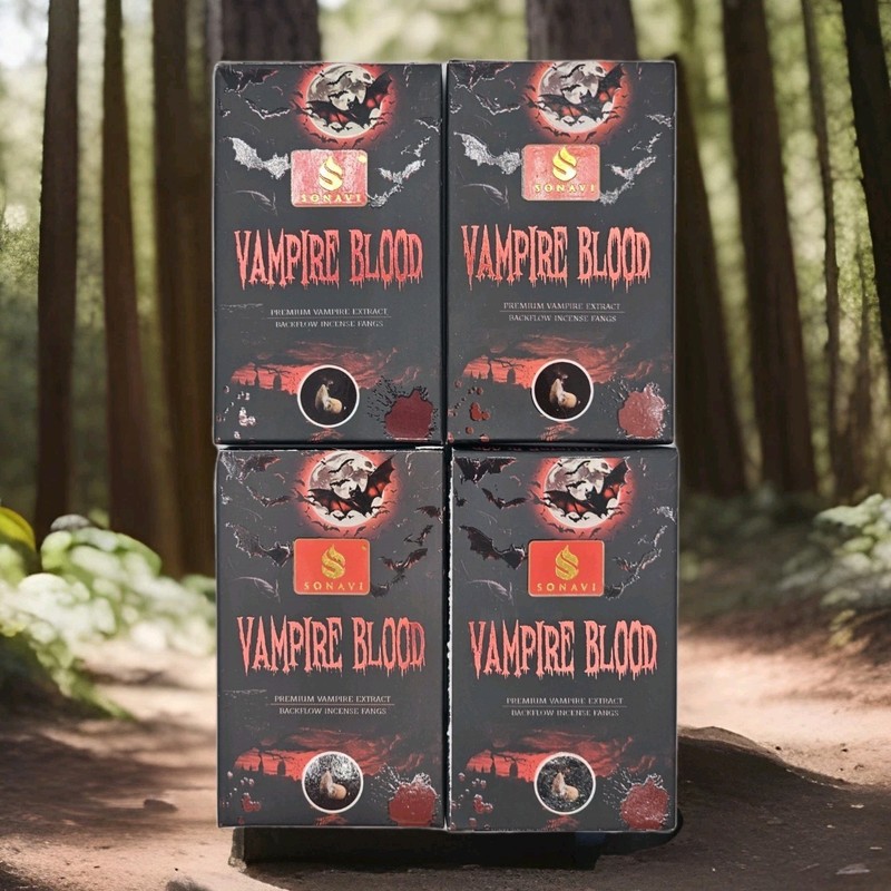 4 Packs Of Sonavi Vampire Blood Premium Backflow Incense Fangs