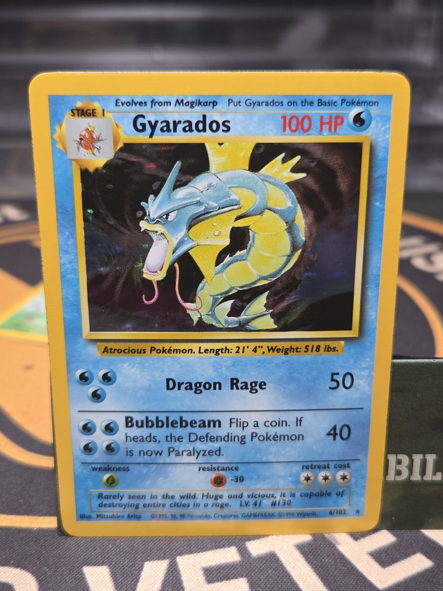 gyarados vintage pokemon cards Vintage Pokemon Card Base Gyarados 6/102 Holo Rare