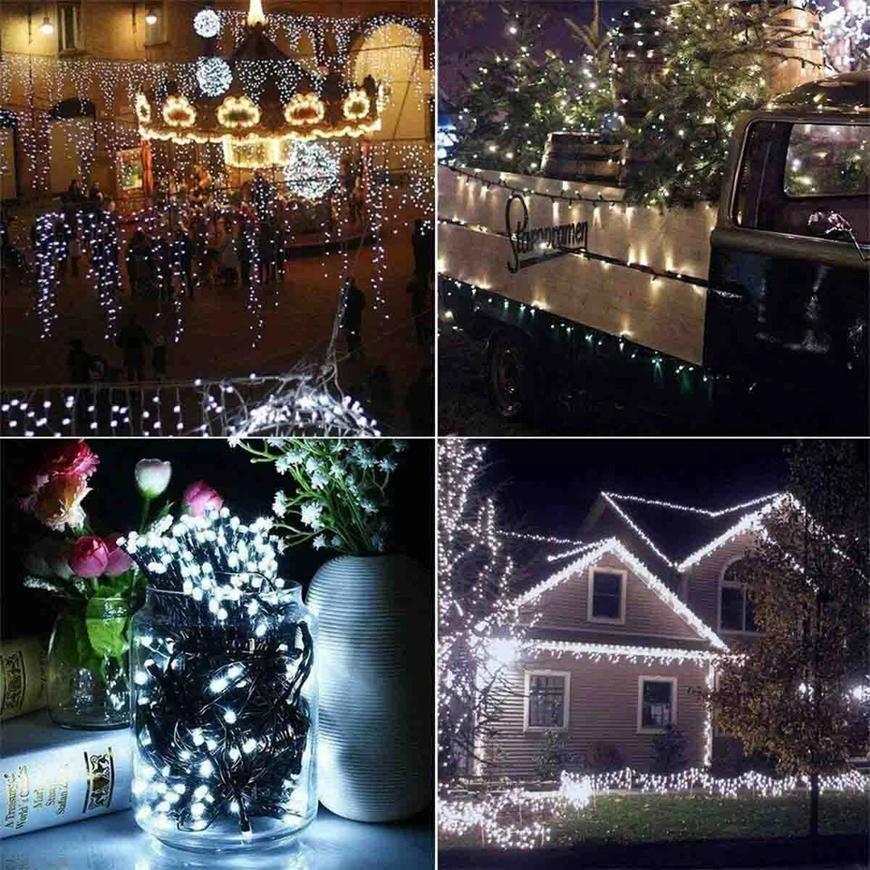 100 LED Solar Powered String Fairy Lights Outdoor Garden Wedding Party Xmas - Image 3 of 4