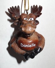 Christmas Ornament Moose Personalized Brown Rubber Choose Name Cute New JB