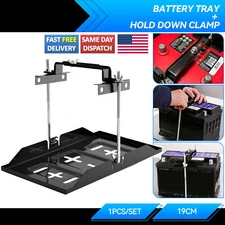 19cm Adjustable Metal Universal Battery Tray + Hold Down Clamp For Car Marine.